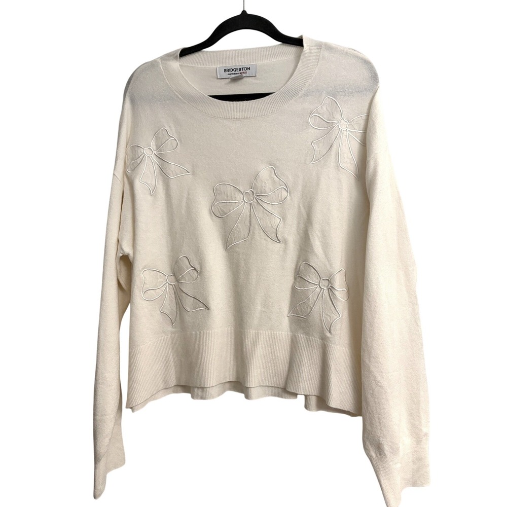 Bridgerton Sweater L Cream Coquette, Romantic, Bow, Netflix, Lace,โ Knit, Ballet